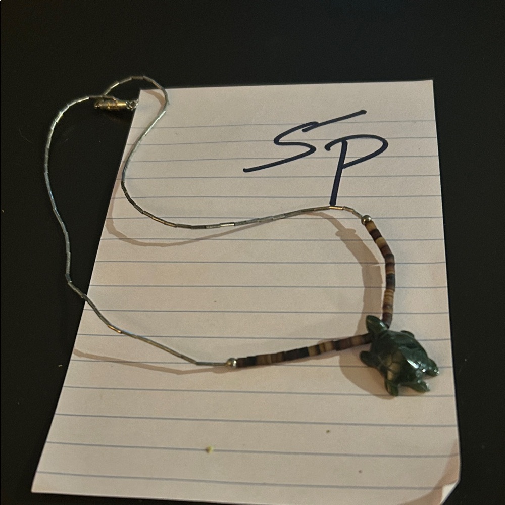 Green Turtle Pendant Necklace